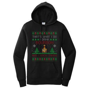 Gift For Bourbon Lover Funny Bourbon Ugly Christmas Women's Pullover Hoodie