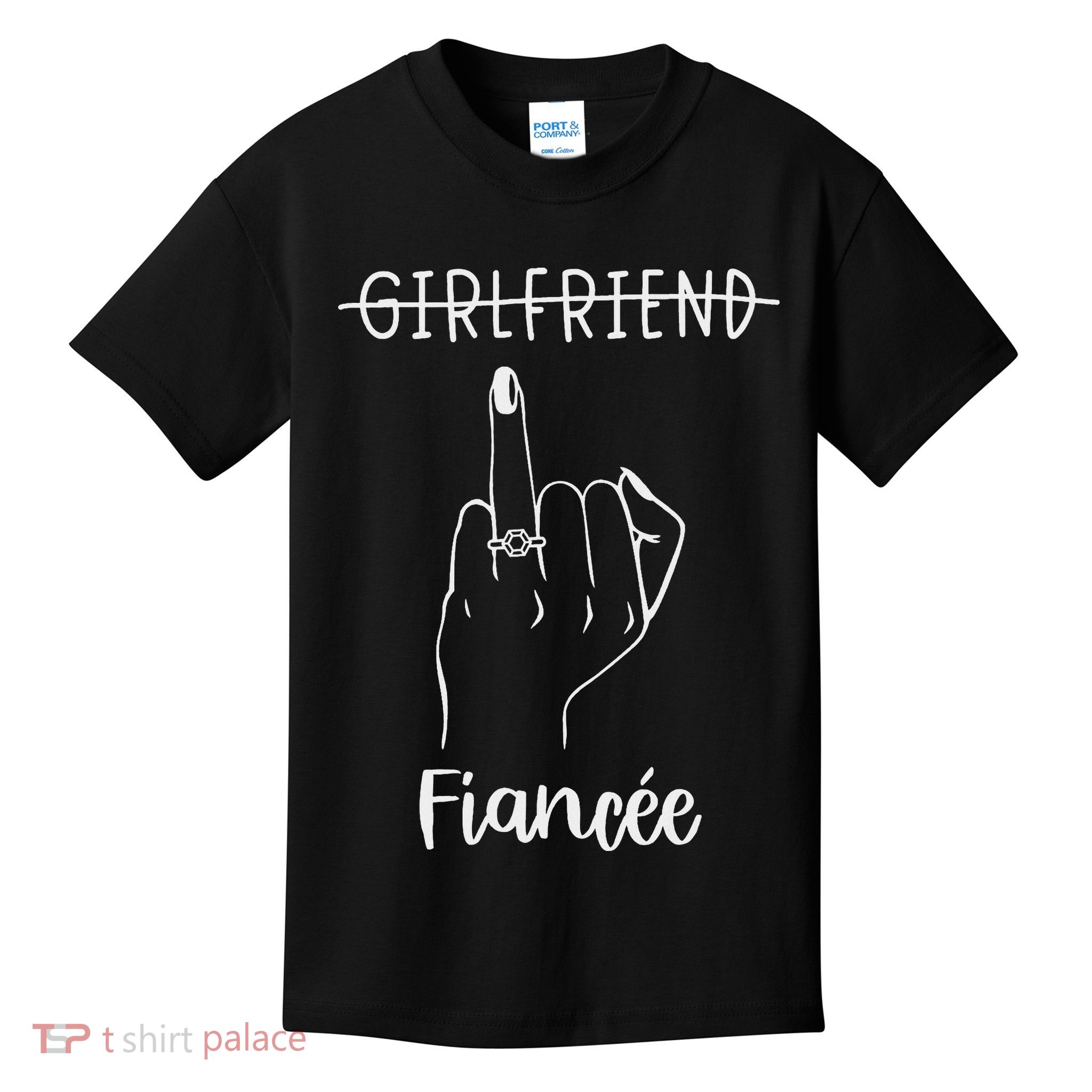 Girlfriend Fiancée Bachelorette Party Engaged Ring Finger Kids T-Shirt