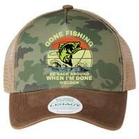 GONE FISHING, BE BACK AROUND WHEN I'M DONE O'CLOCK Legacy Tie Dye Trucker Hat