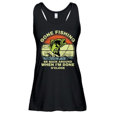 GONE FISHING, BE BACK AROUND WHEN I'M DONE O'CLOCK Ladies Essential Flowy Tank