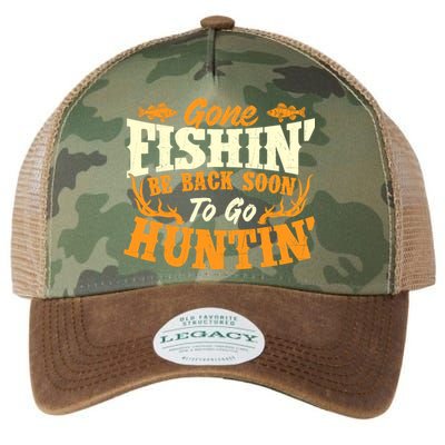 Gone Fishin Be Back Soon To Go Huntin Fishing Fish Lover Legacy Tie Dye Trucker Hat
