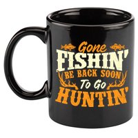 Gone Fishin Be Back Soon To Go Huntin Fishing Fish Lover 11oz C Handle Ceramic Mug