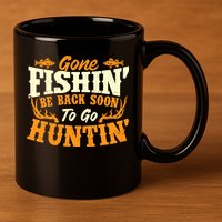 Gone Fishin Be Back Soon To Go Huntin Fishing Fish Lover 11oz C Handle Ceramic Mug