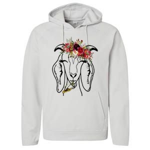 Goats Floral Bandana Headband Farm Animal Goat Graphics Performance Fleece Hoodie