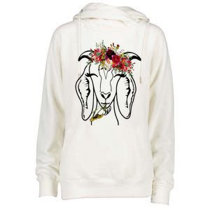 Goats Floral Bandana Headband Farm Animal Goat Graphics Womens Funnel Neck Pullover Hood