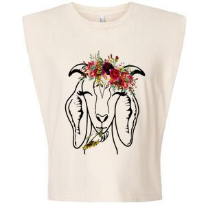 Goats Floral Bandana Headband Farm Animal Goat Graphics Garment-Dyed Women's Muscle Tee