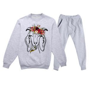 Goats Floral Bandana Headband Farm Animal Goat Graphics Premium Crewneck Sweatsuit Set