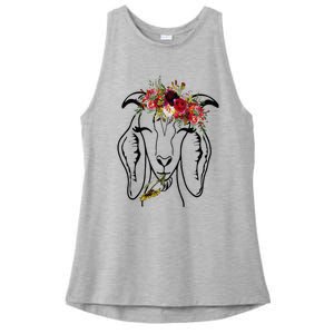 Goats Floral Bandana Headband Farm Animal Goat Graphics Ladies PosiCharge Tri-Blend Wicking Tank