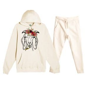 Goats Floral Bandana Headband Farm Animal Goat Graphics Premium Hooded Sweatsuit Set