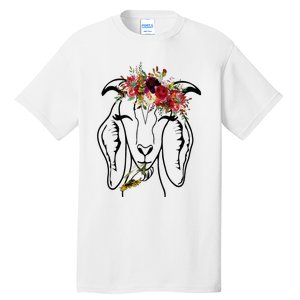 Goats Floral Bandana Headband Farm Animal Goat Graphics Tall T-Shirt