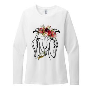 Goats Floral Bandana Headband Farm Animal Goat Graphics Womens CVC Long Sleeve Shirt