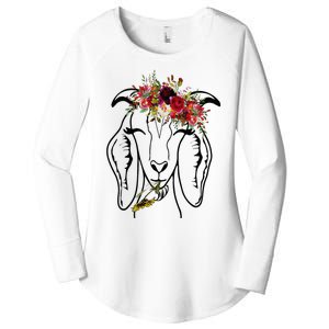 Goats Floral Bandana Headband Farm Animal Goat Graphics Women's Perfect Tri Tunic Long Sleeve Shirt