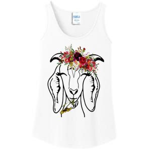 Goats Floral Bandana Headband Farm Animal Goat Graphics Ladies Essential Tank