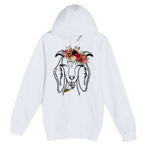 Goats Floral Bandana Headband Farm Animal Goat Graphics Premium Pullover Hoodie