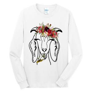 Goats Floral Bandana Headband Farm Animal Goat Graphics Tall Long Sleeve T-Shirt