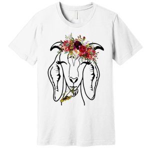 Goats Floral Bandana Headband Farm Animal Goat Graphics Premium T-Shirt