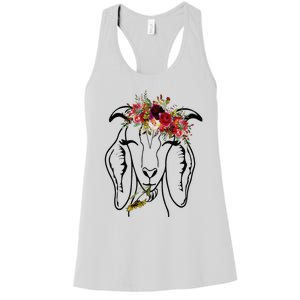 Goats Floral Bandana Headband Farm Animal Goat Graphics Women's Racerback Tank