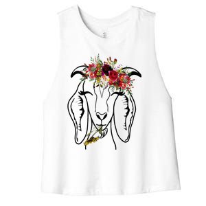 Goats Floral Bandana Headband Farm Animal Goat Graphics Women's Racerback Cropped Tank