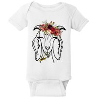 Goats Floral Bandana Headband Farm Animal Goat Graphics Baby Bodysuit