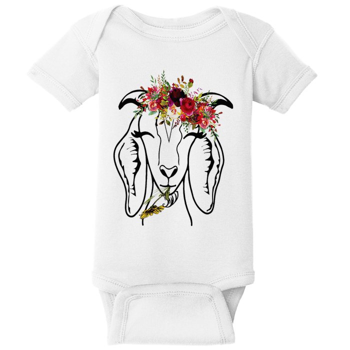 Goats Floral Bandana Headband Farm Animal Goat Graphics Baby Bodysuit