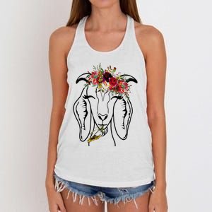 Goats Floral Bandana Headband Farm Animal Goat Graphics Women's Knotted Racerback Tank