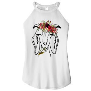 Goats Floral Bandana Headband Farm Animal Goat Graphics Women's Perfect Tri Rocker Tank