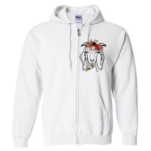 Goats Floral Bandana Headband Farm Animal Goat Graphics Full Zip Hoodie