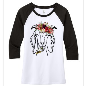 Goats Floral Bandana Headband Farm Animal Goat Graphics Women's Tri-Blend 3/4-Sleeve Raglan Shirt