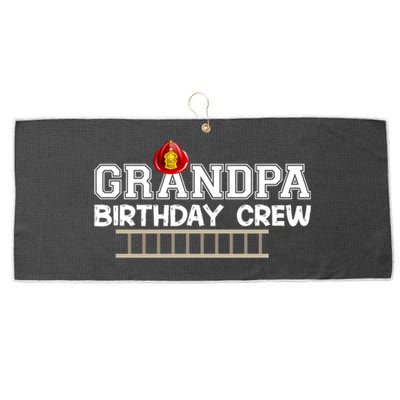 Grandpa Firefighter Birthday Crew Family Matching Fire Truck Gift Large Microfiber Waffle Golf Towel