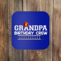 Grandpa Firefighter Birthday Crew Family Matching Fire Truck Gift Coaster