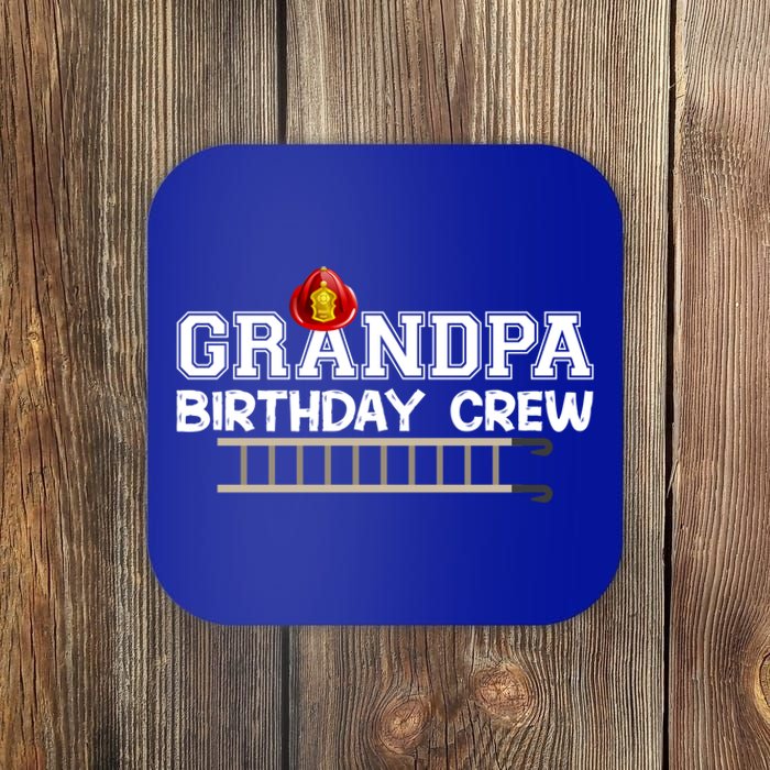 Grandpa Firefighter Birthday Crew Family Matching Fire Truck Gift Coaster