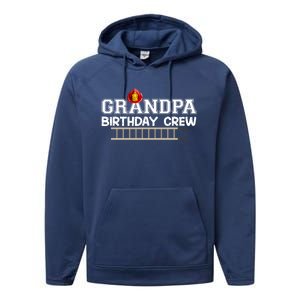 Grandpa Firefighter Birthday Crew Family Matching Fire Truck Gift Performance Fleece Hoodie