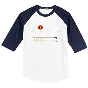 Grandpa Firefighter Birthday Crew Family Matching Fire Truck Gift Baseball Sleeve Shirt