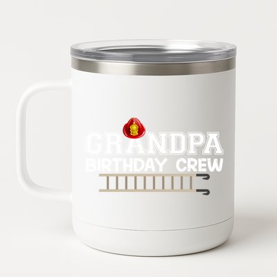 Grandpa Firefighter Birthday Crew Family Matching Fire Truck Gift 12 oz Stainless Steel Tumbler Cup