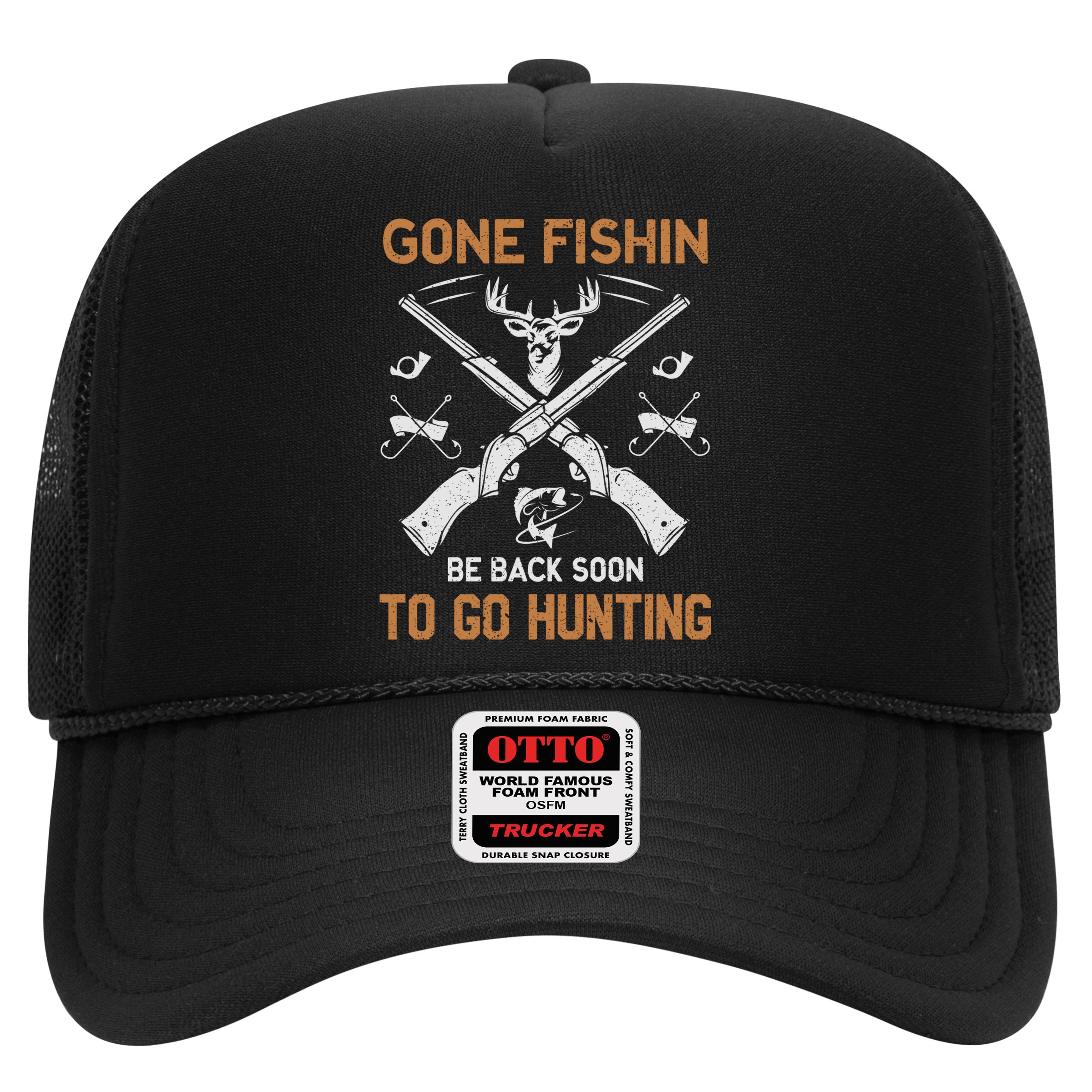 Gone Fishin Be Back Soon To Go Hunting Vintage Funny Gift Hat