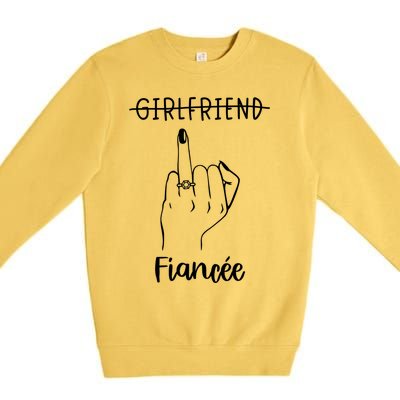 Girlfriend Fiancée Bachelorette Party Engaged Ring Finger Cool Gift Premium Crewneck Sweatshirt