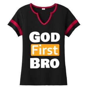 God First Bro Ladies Halftime Notch Neck Tee