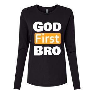 God First Bro Womens Cotton Relaxed Long Sleeve T-Shirt