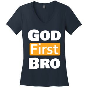 God First Bro Women's V-Neck T-Shirt