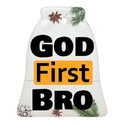 God First Bro Ceramic Bell Ornament