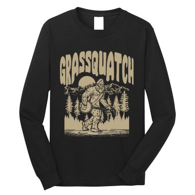 Grassquatch! Funny Bigfoot Banjo Bluegrass Sasquatch Outdoor Long Sleeve Shirt