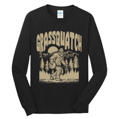 Grassquatch! Funny Bigfoot Banjo Bluegrass Sasquatch Outdoor Tall Long Sleeve T-Shirt