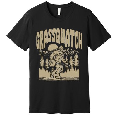 Grassquatch! Funny Bigfoot Banjo Bluegrass Sasquatch Outdoor Premium T-Shirt