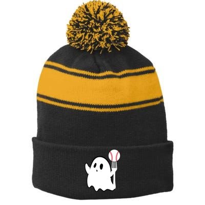 Ghost Forkball Baseball Pitch Fork Ball K Strikeout Stripe Pom Pom Beanie