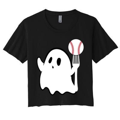Ghost Forkball Baseball Pitch Fork Ball K Strikeout Women's Crop Top Tee