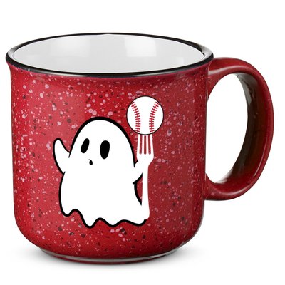Ghost Forkball Baseball Pitch Fork Ball K Strikeout 15oz Campfire Ceramic Mug