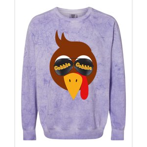 Gobble Funny Cute Turkey Face Cute Turkey Family Thanksgiving Thanksgivings Colorblast Crewneck Sweatshirt