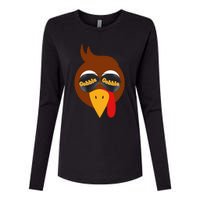 Gobble Funny Cute Turkey Face Cute Turkey Family Thanksgiving Thanksgivings Womens Cotton Relaxed Long Sleeve T-Shirt