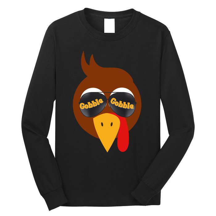 Gobble Funny Cute Turkey Face Cute Turkey Family Thanksgiving Thanksgivings Long Sleeve Shirt