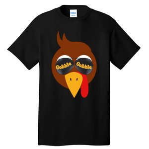 Gobble Funny Cute Turkey Face Cute Turkey Family Thanksgiving Thanksgivings Tall T-Shirt